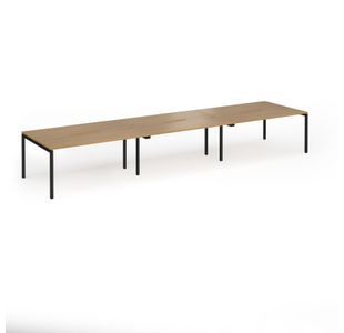 Connex Goal-Post 4800 x 1200 x 725mm Back to Back Desk (6 x 1600mm) - Black Frame / Oak Top
