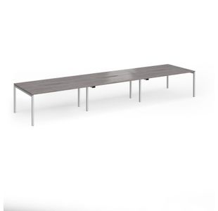 Connex Goal-Post 4800 x 1200 x 725mm Back to Back Desk (6 x 1600mm) - Silver Frame / Grey Oak Top