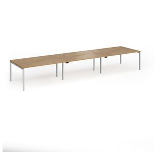 Connex Goal-Post 4800 x 1200 x 725mm Back to Back Desk (6 x 1600mm) - Silver Frame / Oak Top