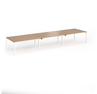 Connex Goal-Post 4800 x 1200 x 725mm Back to Back Desk (6 x 1600mm) - White Frame / Beech Top
