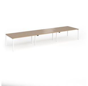Connex Goal-Post 4800 x 1200 x 725mm Back to Back Desk (6 x 1600mm) - White Frame / Kendal Oak Top