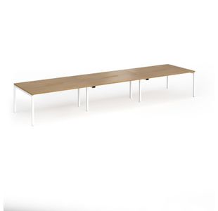 Connex Goal-Post 4800 x 1200 x 725mm Back to Back Desk (6 x 1600mm) - White Frame / Oak Top