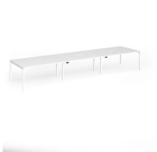 Connex Goal-Post 4800 x 1200 x 725mm Back to Back Desk (6 x 1600mm) - White Frame / White Top