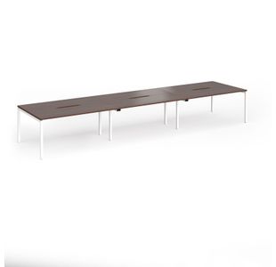 Connex Goal-Post 4800 x 1200 x 725mm Back to Back Desk (6 x 1600mm) - White Frame / Walnut Top
