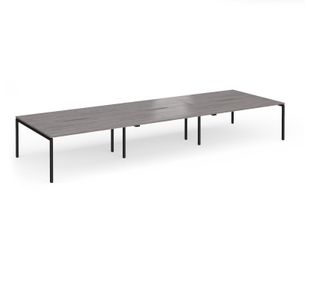 Connex Goal-Post 4800 x 1600 x 725mm Back to Back Desk (6 x 1600mm) - Black Frame / Grey Oak Top