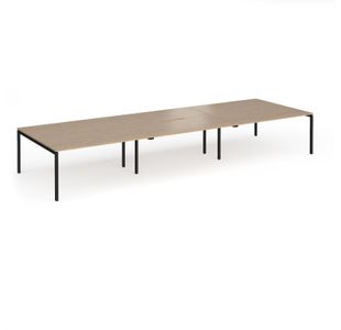 Connex Goal-Post 4800 x 1600 x 725mm Back to Back Desk (6 x 1600mm) - Black Frame / Kendal Oak Top