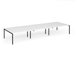 Connex Goal-Post 4800 x 1600 x 725mm Back to Back Desk (6 x 1600mm) - Black Frame / White Top