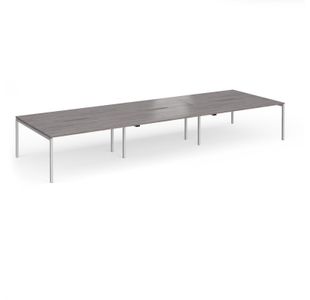 Connex Goal-Post 4800 x 1600 x 725mm Back to Back Desk (6 x 1600mm) - Silver Frame / Grey Oak Top