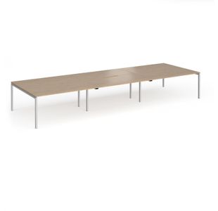Connex Goal-Post 4800 x 1600 x 725mm Back to Back Desk (6 x 1600mm) - Silver Frame / Kendal Oak Top