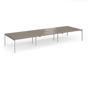 Connex Goal-Post 4800 x 1600 x 725mm Back to Back Desk (6 x 1600mm) - Silver Frame / Nebraska Oak Top