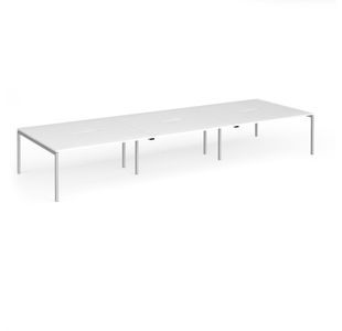 Connex Goal-Post 4800 x 1600 x 725mm Back to Back Desk (6 x 1600mm) - Silver Frame / White Top