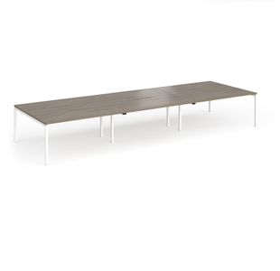 Connex Goal-Post 4800 x 1600 x 725mm Back to Back Desk (6 x 1600mm) - White Frame / Nebraska Oak Top