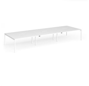 Connex Goal-Post 4800 x 1600 x 725mm Back to Back Desk (6 x 1600mm) - White Frame / White Top