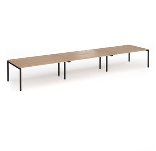 Connex Goal-Post 5400 x 1200 x 725mm Back to Back Desk (6 x 1800mm) - Black Frame / Beech Top