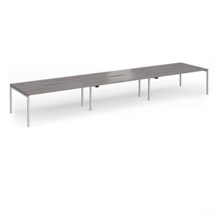 Connex Goal-Post 5400 x 1200 x 725mm Back to Back Desk (6 x 1800mm) - Silver Frame / Grey Oak Top