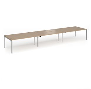 Connex Goal-Post 5400 x 1200 x 725mm Back to Back Desk (6 x 1800mm) - Silver Frame / Kendal Oak Top