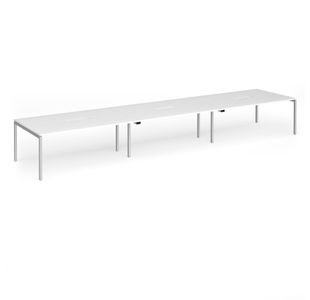 Connex Goal-Post 5400 x 1200 x 725mm Back to Back Desk (6 x 1800mm) - Silver Frame / White Top