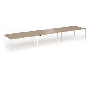 Connex Goal-Post 5400 x 1200 x 725mm Back to Back Desk (6 x 1800mm) - White Frame / Kendal Oak Top