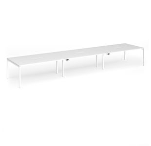 Connex Goal-Post 5400 x 1200 x 725mm Back to Back Desk (6 x 1800mm) - White Frame / White Top
