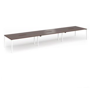 Connex Goal-Post 5400 x 1200 x 725mm Back to Back Desk (6 x 1800mm) - White Frame / Walnut Top