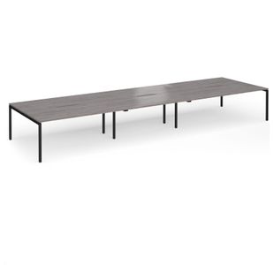 Connex Goal-Post 5400 x 1600 x 725mm Back to Back Desk (6 x 1800mm) - Black Frame / Grey Oak Top
