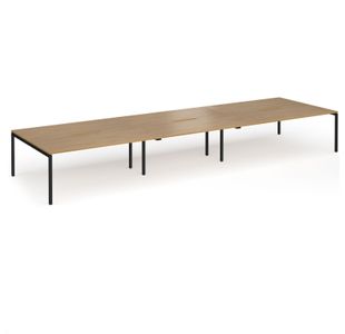 Connex Goal-Post 5400 x 1600 x 725mm Back to Back Desk (6 x 1800mm) - Black Frame / Oak Top