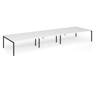 Connex Goal-Post 5400 x 1600 x 725mm Back to Back Desk (6 x 1800mm) - Black Frame / White Top