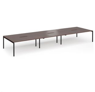 Connex Goal-Post 5400 x 1600 x 725mm Back to Back Desk (6 x 1800mm) - Black Frame / Walnut Top