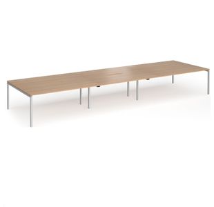 Connex Goal-Post 5400 x 1600 x 725mm Back to Back Desk (6 x 1800mm) - Silver Frame / Beech Top