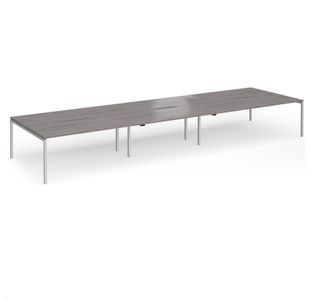 Connex Goal-Post 5400 x 1600 x 725mm Back to Back Desk (6 x 1800mm) - Silver Frame / Grey Oak Top