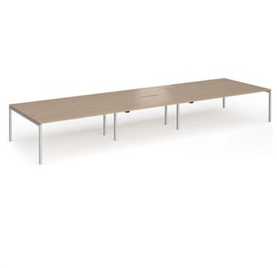Connex Goal-Post 5400 x 1600 x 725mm Back to Back Desk (6 x 1800mm) - Silver Frame / Kendal Oak Top