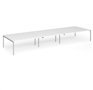 Connex Goal-Post 5400 x 1600 x 725mm Back to Back Desk (6 x 1800mm) - Silver Frame / White Top