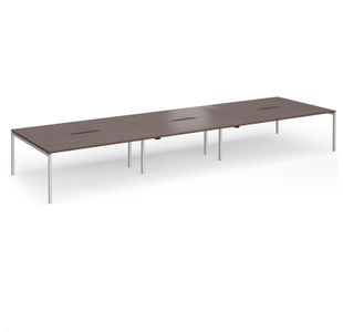 Connex Goal-Post 5400 x 1600 x 725mm Back to Back Desk (6 x 1800mm) - Silver Frame / Walnut Top