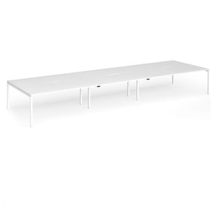Connex Goal-Post 5400 x 1600 x 725mm Back to Back Desk (6 x 1800mm) - White Frame / White Top