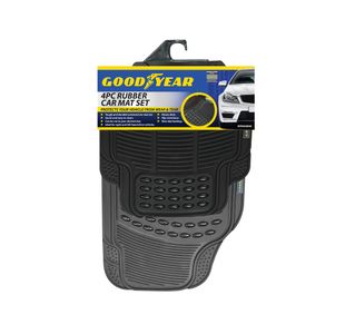 Goodyear 4 Piece Rubber Car Mat Set Black 904506
