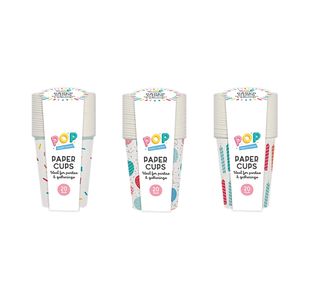 Party Printed Paper Cups 275ml x20 Pack of 18 PAR11518OB