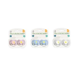 Glow in the Dark Soothers/Dummies x2 Assorted Pack of 24 BAB6500OB