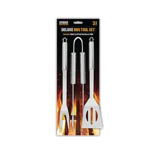 Deluxe BBQ Stainless Steel 3 Piece Tool Set Pack of 12 SUM8198OB
