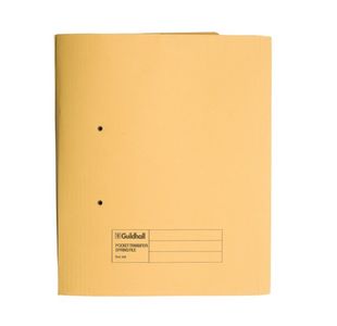 Exacompta Guildhall Heavyweight Transfer Spiral Pocket File Foolscap Yellow (Pack of 25) 211/6003