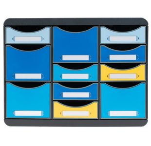 Exacompta Bee Blue Store Box Recycled 11 Drawers Assorted 3137202D
