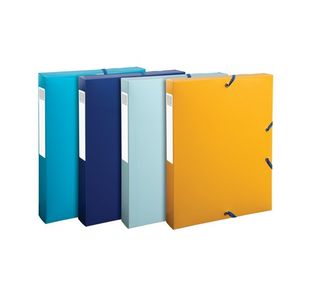Exacompta Bee Blue Box File 40mm Spine PP A4 Assorted (Pack of 8) 59140E