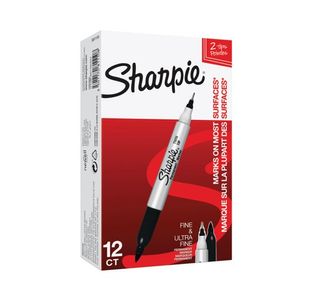Sharpie Permanent Marker Twin Tip Fine/Ultra Fine Black (Pack of 12) S0811100