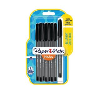PaperMate Inkjoy 100 Capped Ballpoint Pens Medium Black (Pack of 8) 1956739