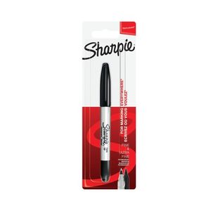 Sharpie Permanent Markers Twin Tip Blister Black (Pack of 12) S0811100