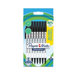 PaperMate Kilometrico Ballpoint Pen Medium 1.0mm Black (Pack of 8) 2187678