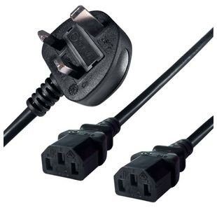 Connekt Gear 2.5m Mains Splitter Cable Plug to 2 C13 Sockets 27-0115B