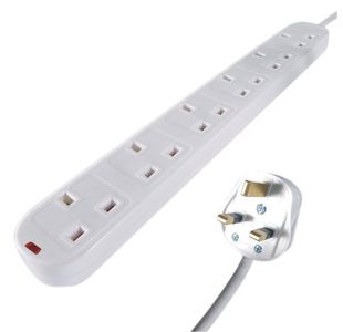 Connekt Gear 5m 6-Way Surge Protection Extension Lead White 27-6050S
