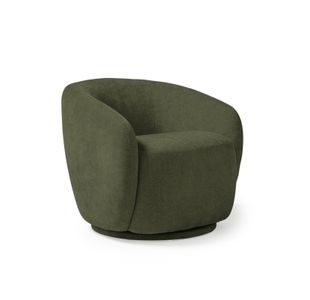 Grace single swivel club chair in olive green