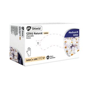Shield Powder-Free Latex Gloves Medium Natural (100 Pack) GD05