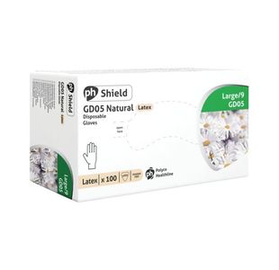 Shield Powder-Free Latex Gloves Large Natural (100 Pack) GD05